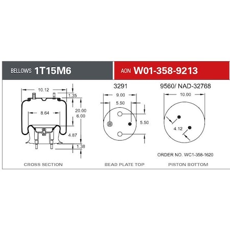 Firestone Air Spring, Suspension, 1T-Reversible Sleeve W013589213